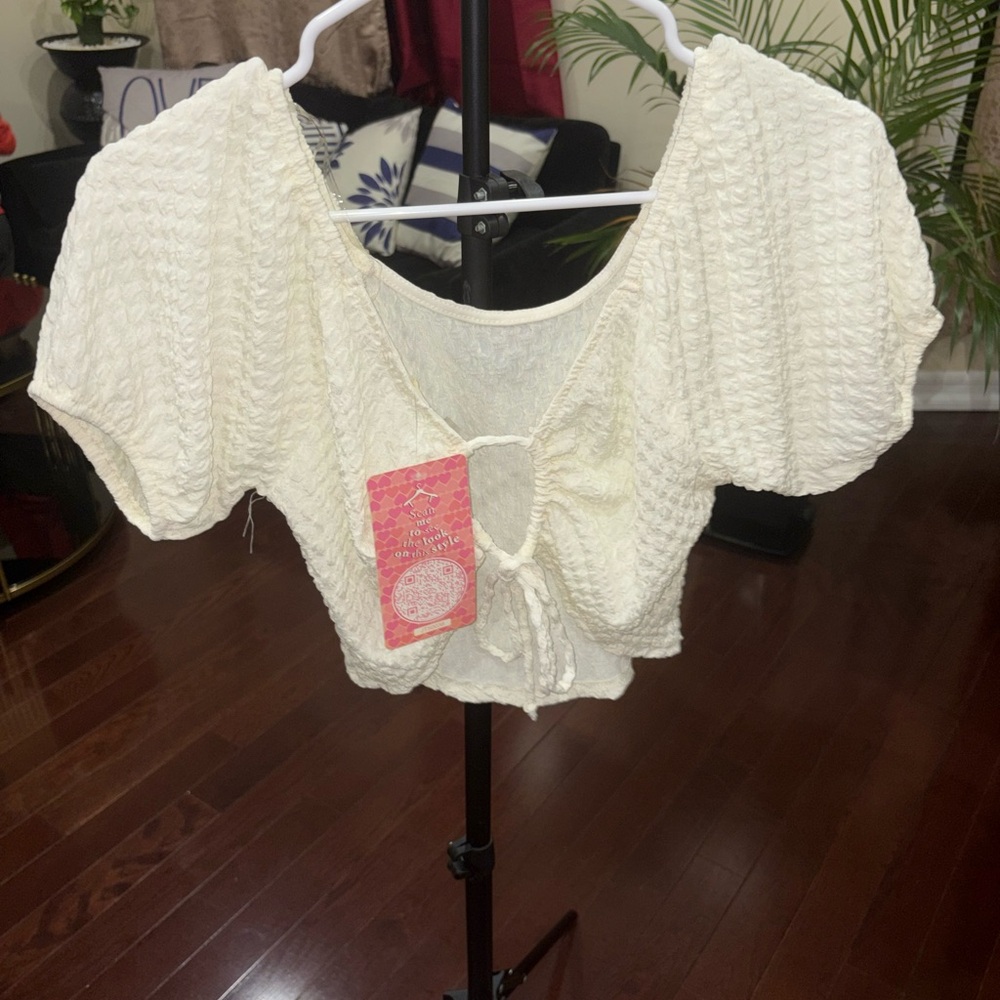 Cream Textured Women's Top